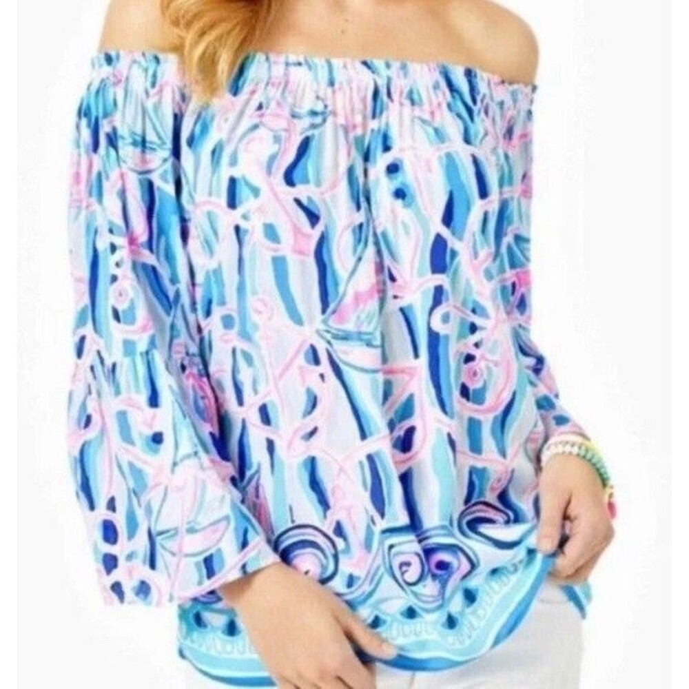 Lilly Pulitzer Size XXS Nevie Top Off Shoulder Blouse Top Floral